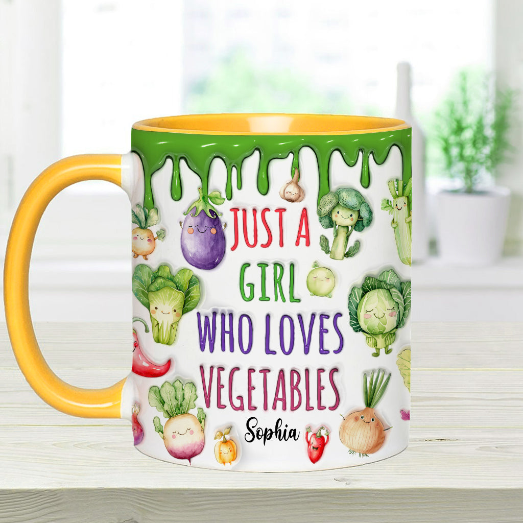 Vegan Girl Who Loves Vegetables - Personalized Veganism Accent Mug