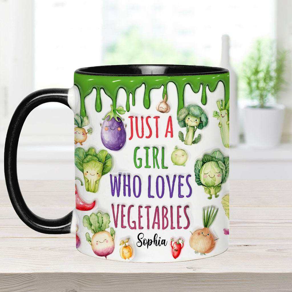 Vegan Girl Who Loves Vegetables - Personalized Veganism Accent Mug