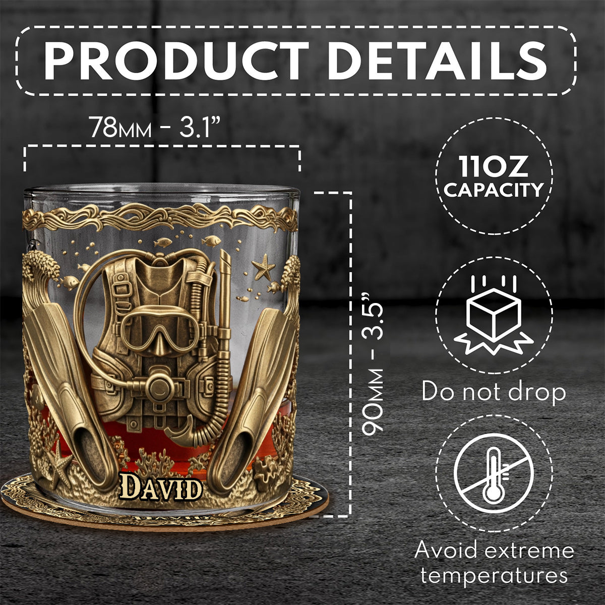 Scuba Diving Life – Personalisiertes Taucher-Whiskyglas