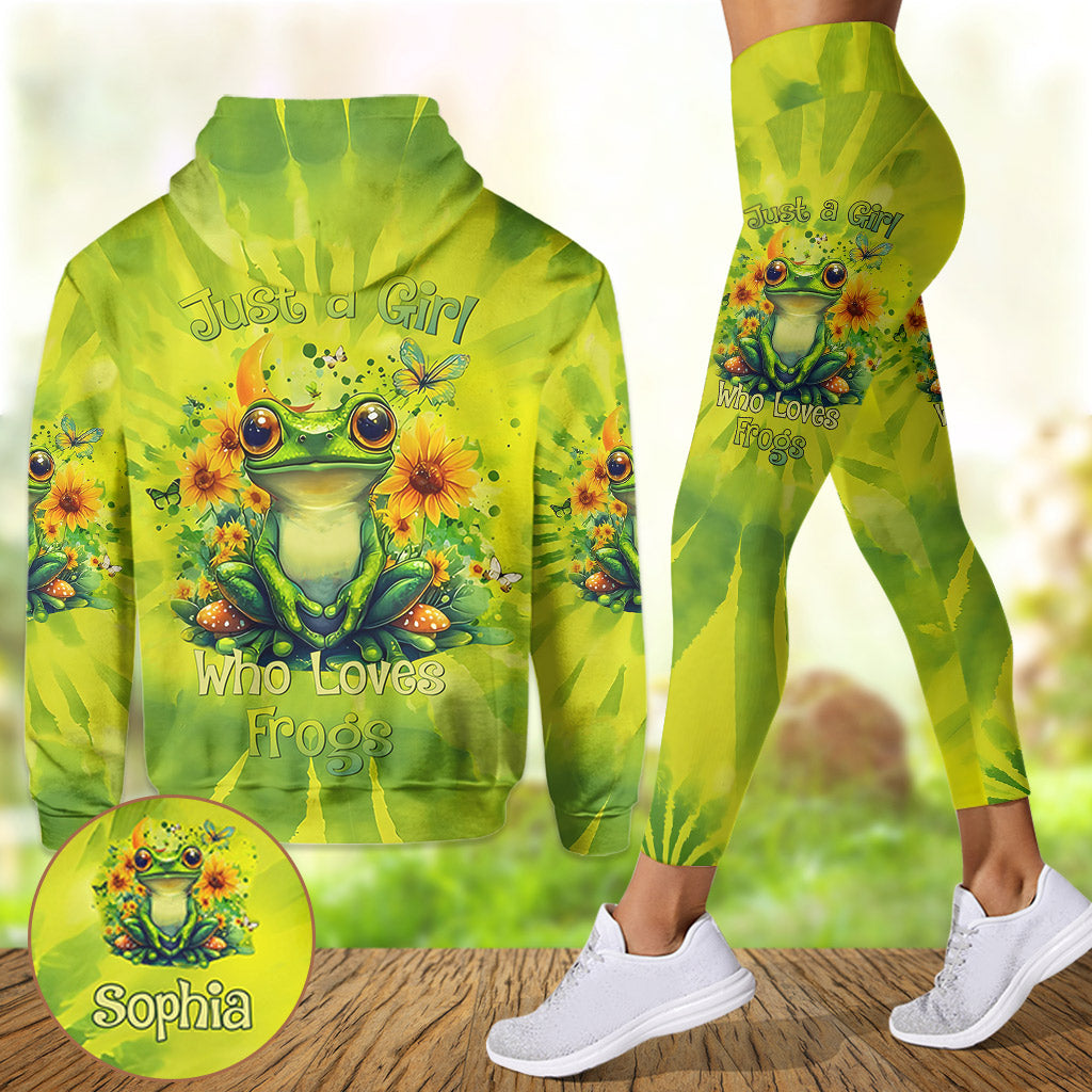 Einfach ein Mädchen, das Frösche liebt – Personalisierter Frosch-Hoodie und Leggings