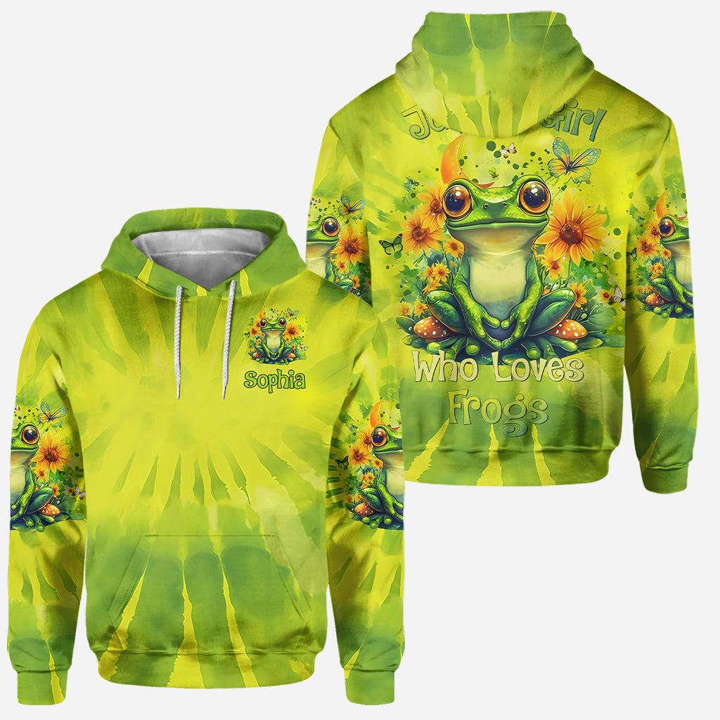 Einfach ein Mädchen, das Frösche liebt – Personalisierter Frosch-Hoodie und Leggings