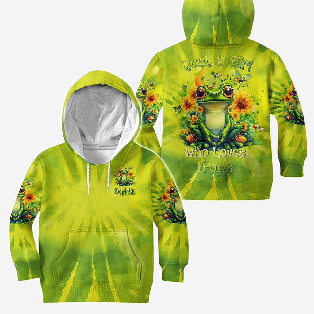 Einfach ein Mädchen, das Frösche liebt – Personalisierter Frosch-Hoodie und Leggings