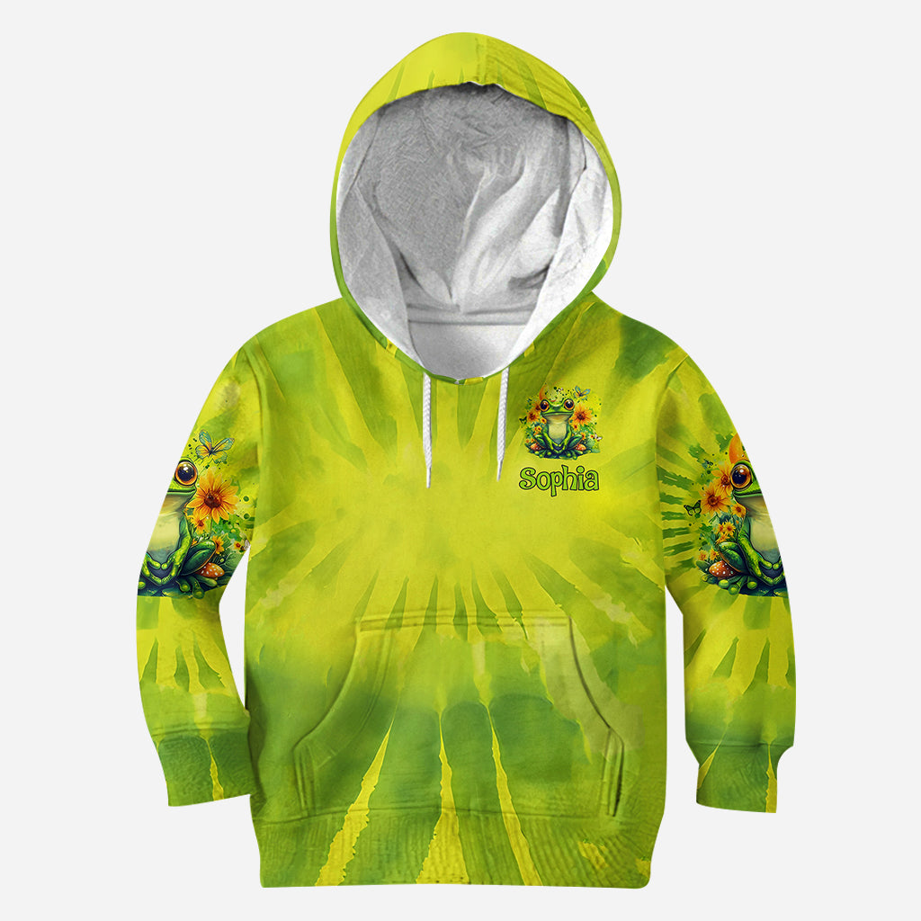 Einfach ein Mädchen, das Frösche liebt – Personalisierter Frosch-Hoodie und Leggings