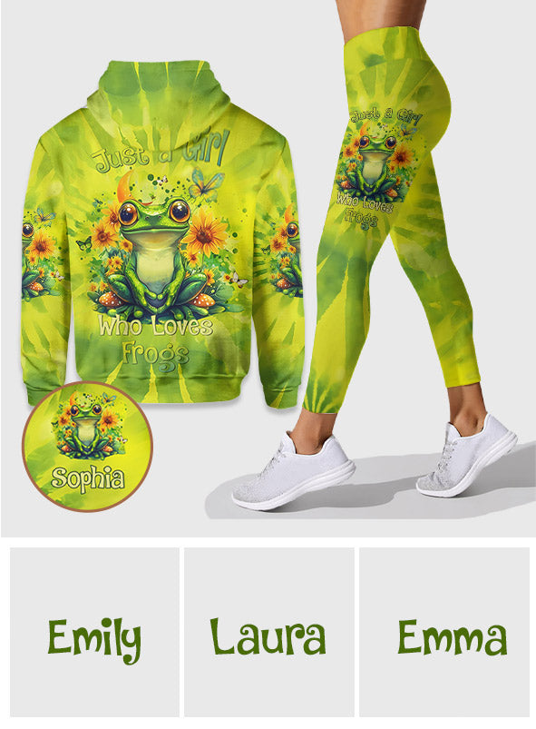 Einfach ein Mädchen, das Frösche liebt – Personalisierter Frosch-Hoodie und Leggings