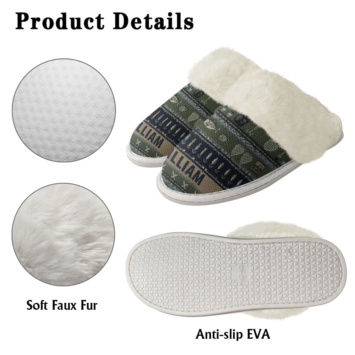 Hooked on Fishing - Personalized Fishing Slippers With Fur Lining