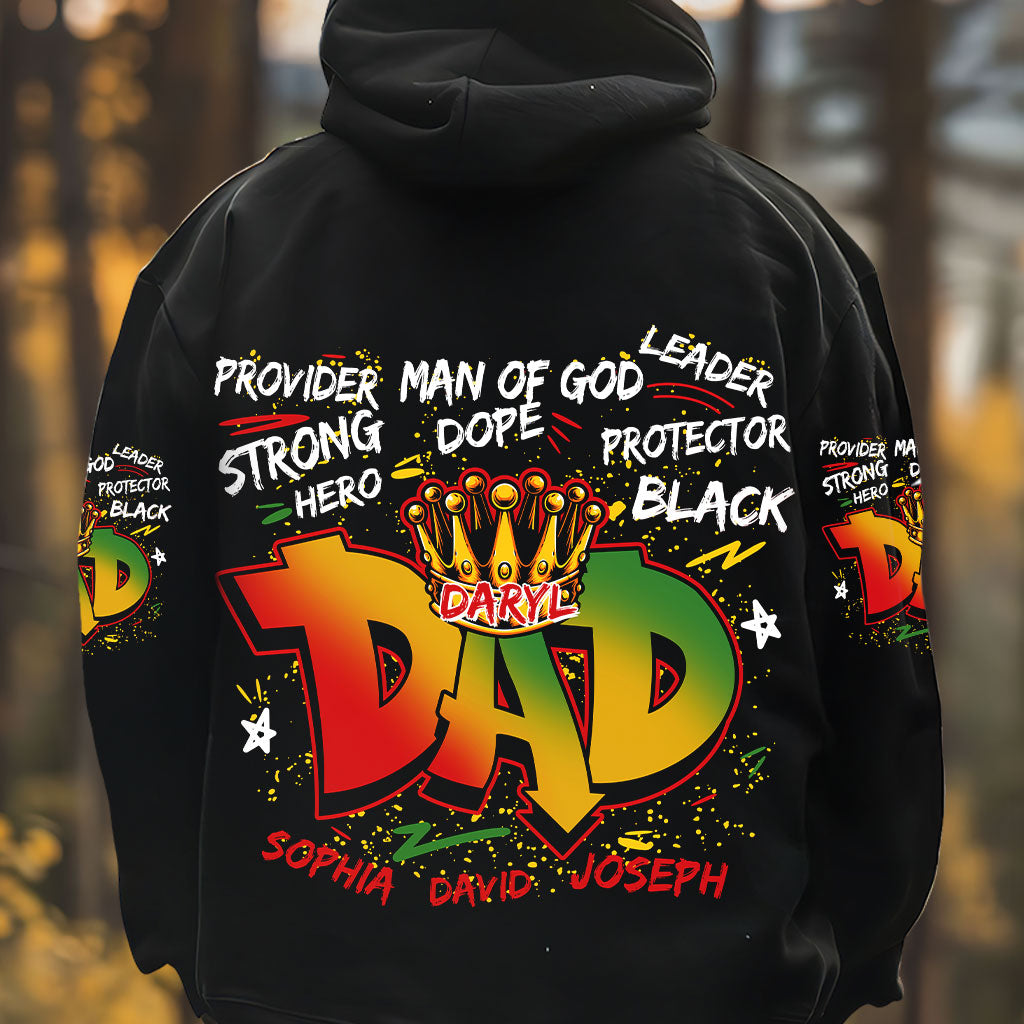 Starker, cooler Helden-Papa – personalisiertes T-Shirt mit afroamerikanischem Aufdruck