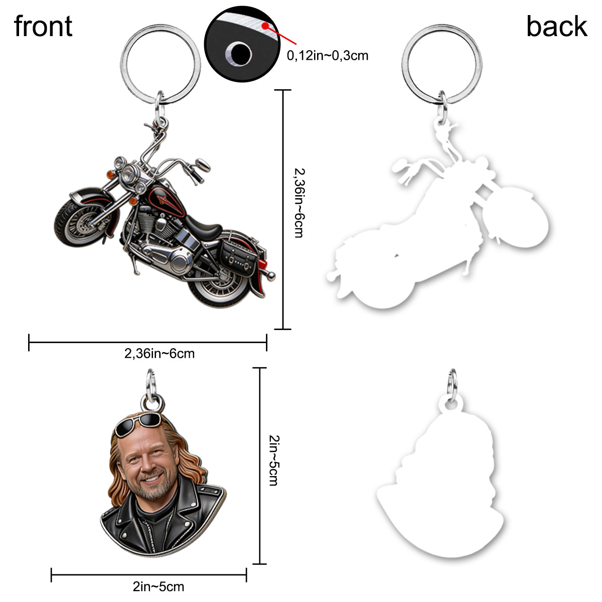 Love Motorcycle - Custom From Photo - Personalized Biker Keychain With Charms