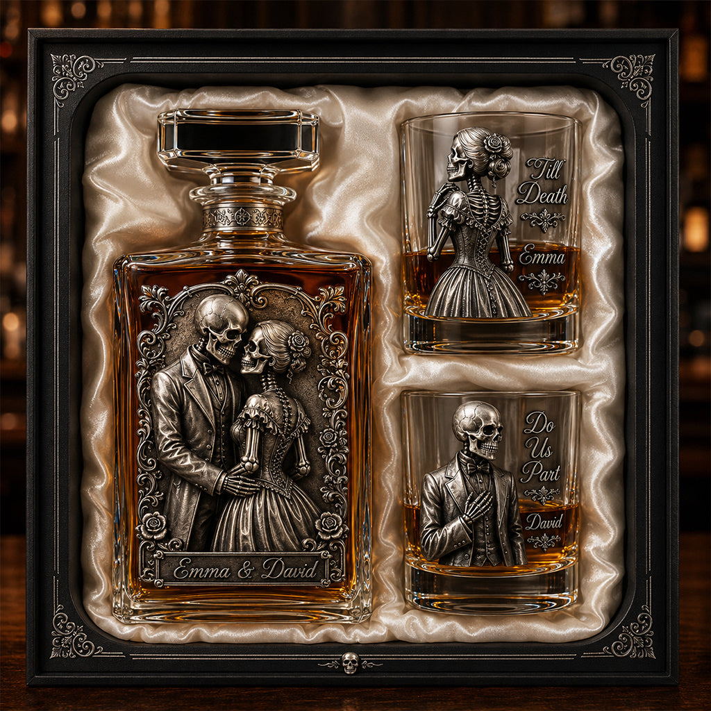 Till Death Do Us Part - Personalized Skull Whiskey Decanter Set
