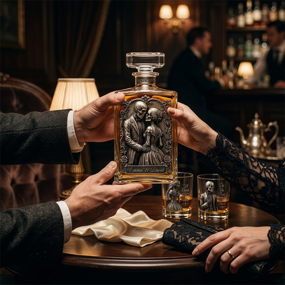 Till Death Do Us Part - Personalized Skull Whiskey Decanter Set