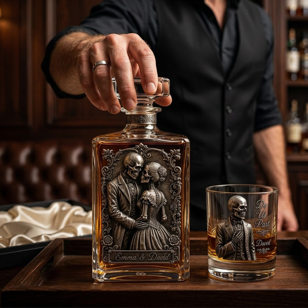 Till Death Do Us Part - Personalized Skull Whiskey Decanter Set