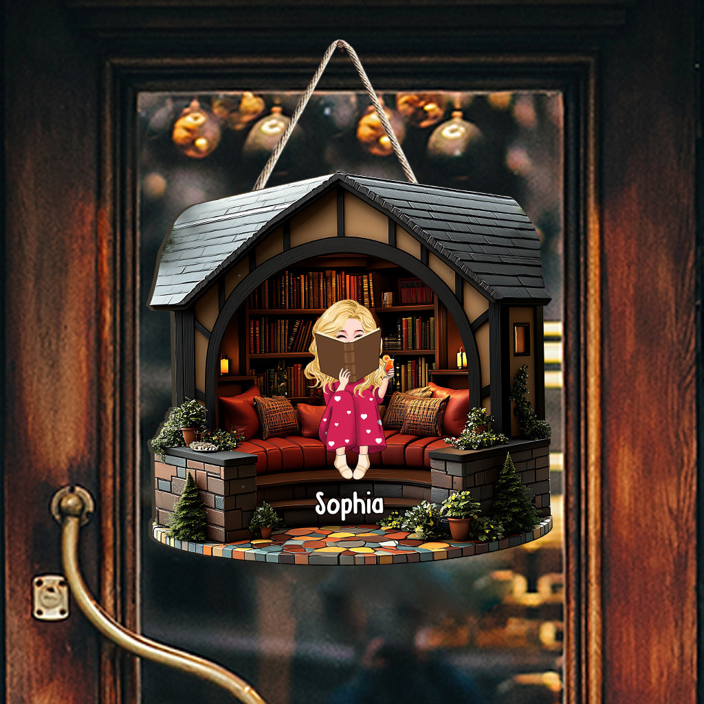 Meine Bibliothek – Personalisiertes Buchschild aus Holz in individueller Form