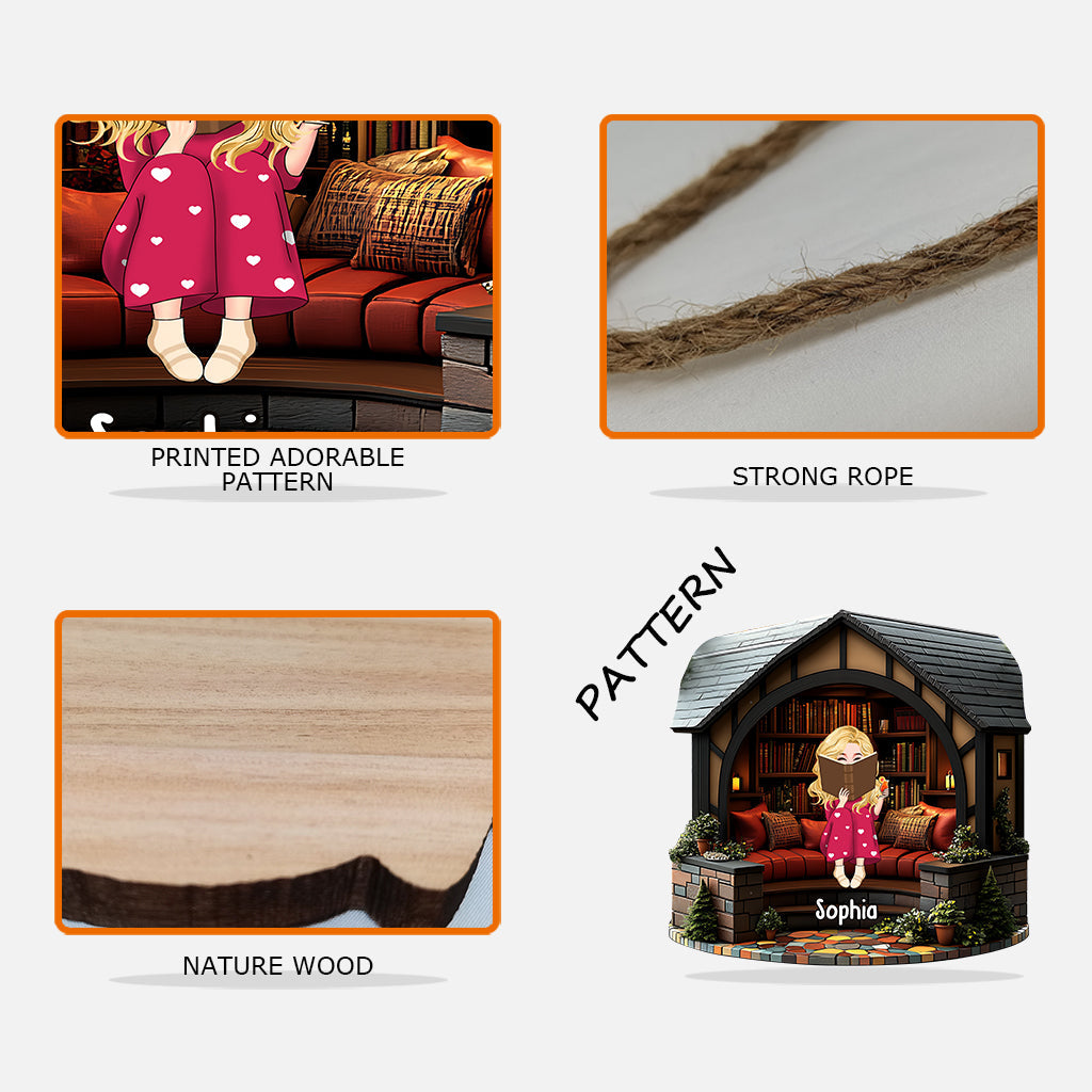 Meine Bibliothek – Personalisiertes Buchschild aus Holz in individueller Form