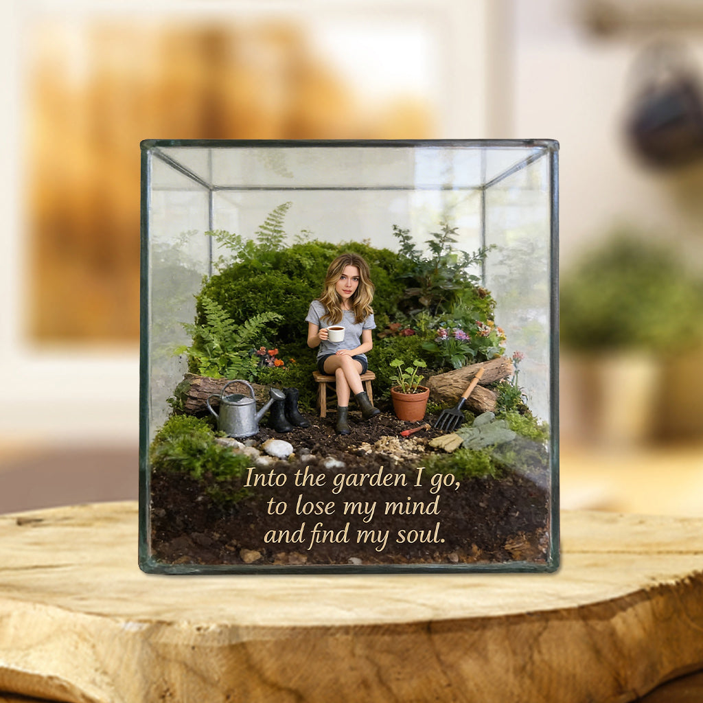 Into The Garden I Go Terrarium Inspired Custom Photo - Personalized Gardening Custom Shaped Acrylic Plaque