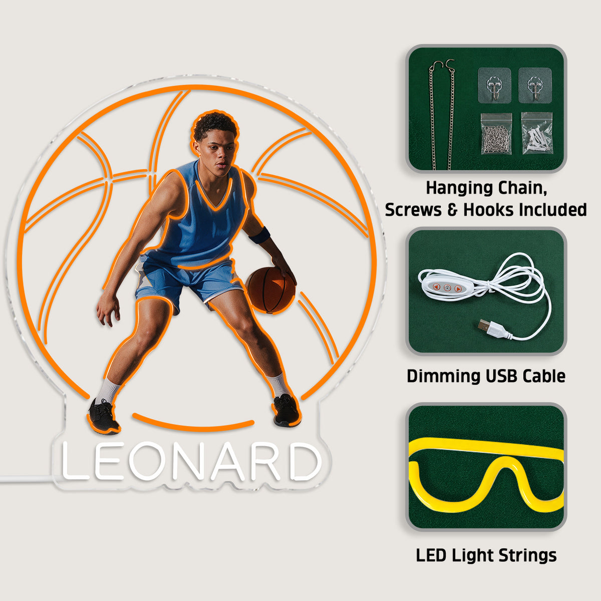 Any Photo, Any Sport - Personalized Son Neon LED Light Sign