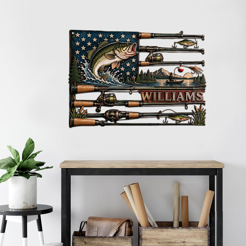 USA Fisher - Personalisierte Metalltafel für Angler