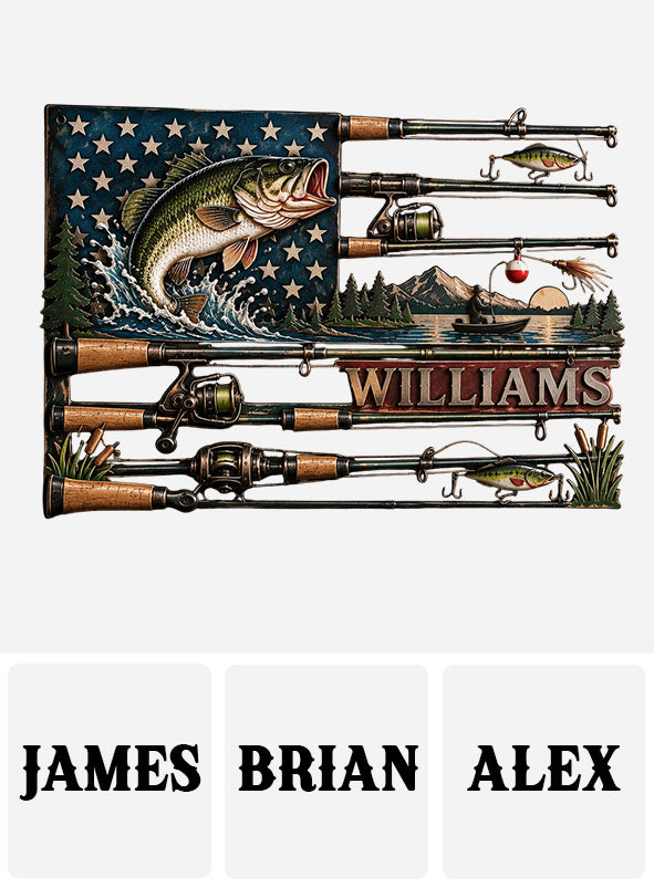 USA Fisher - Personalisierte Metalltafel für Angler