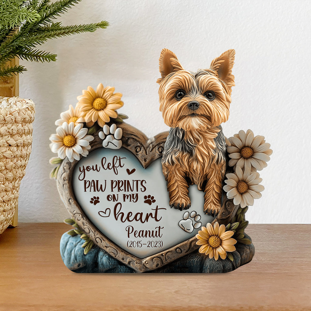 You Left Paw Prints On Our Hearts - Personalized Dog Custom Shaped Acrylic Plaque