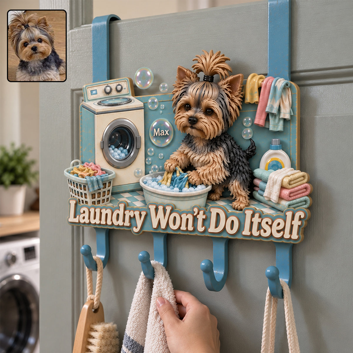 Laundry Won’t Do Itself - Personalized Dog Metal Door Hooks