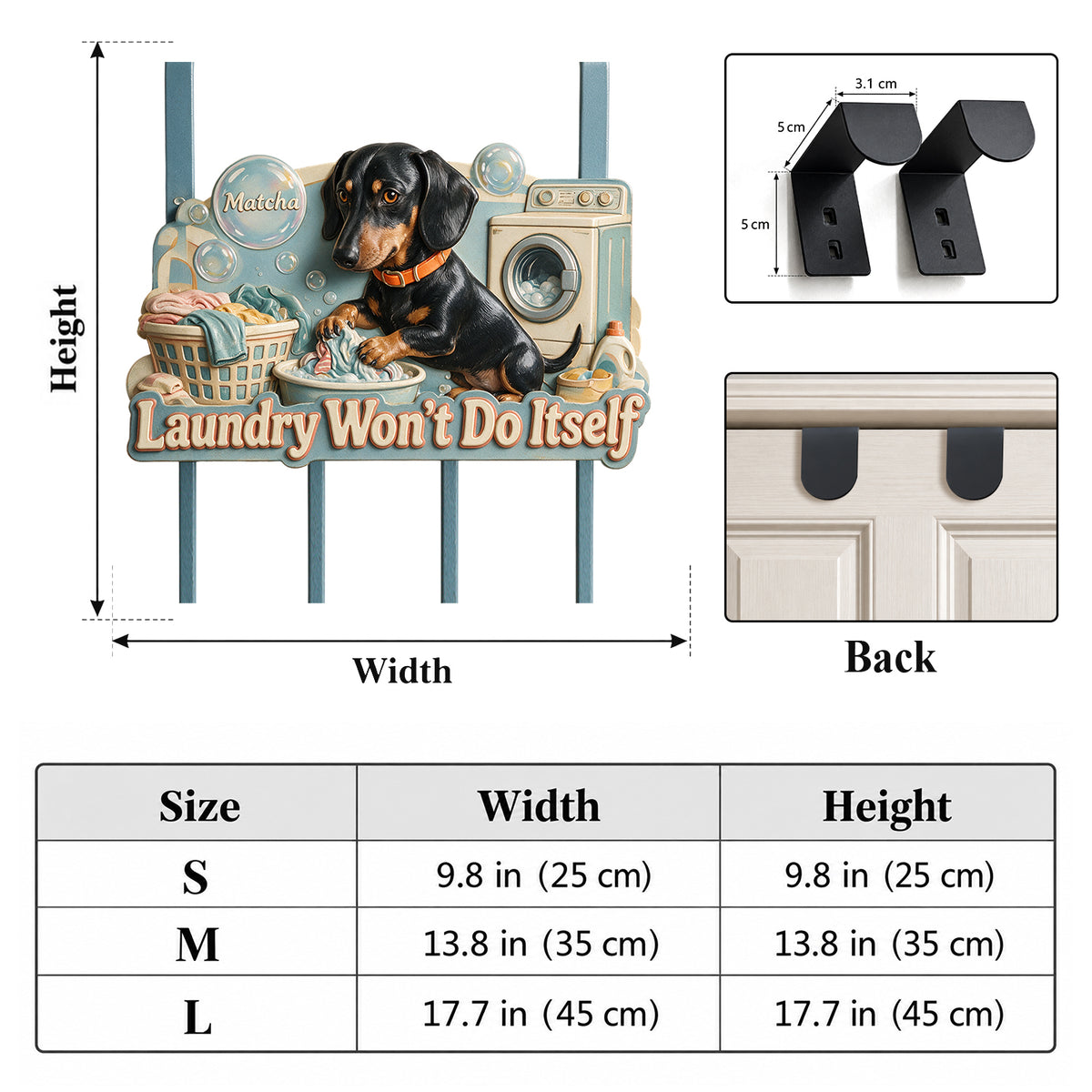 Laundry Won’t Do Itself - Personalized Dog Metal Door Hooks