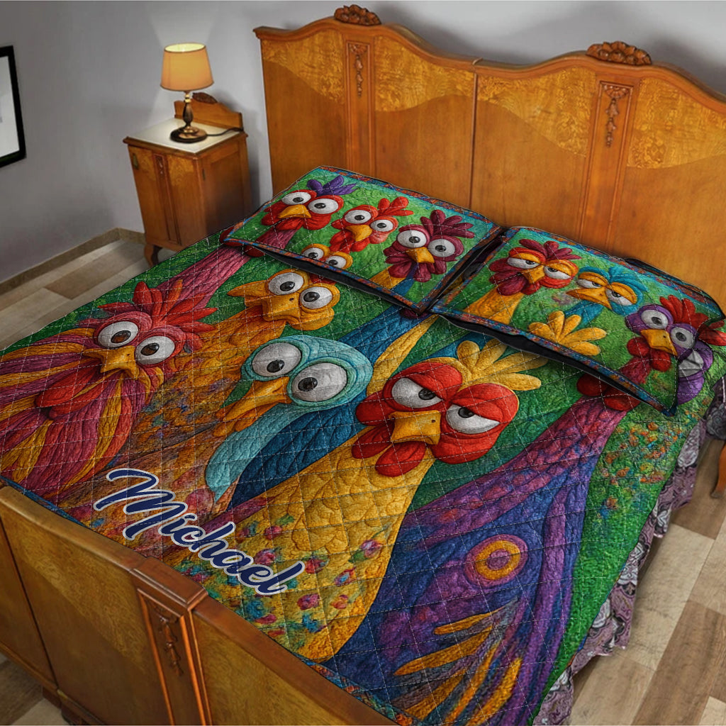 Chicken Farmer Gift - Personalized Chicken Quilt Set