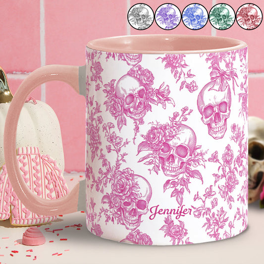 Rosa Totenkopf-Tasse – Personalisierte Tasse mit Totenkopf-Akzent
