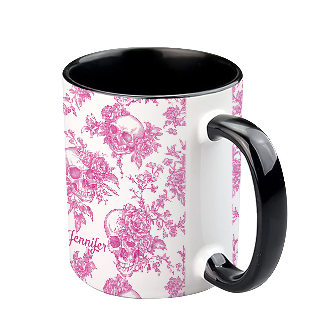 Pink Toile Skull - Personalized Skull Accent Mug