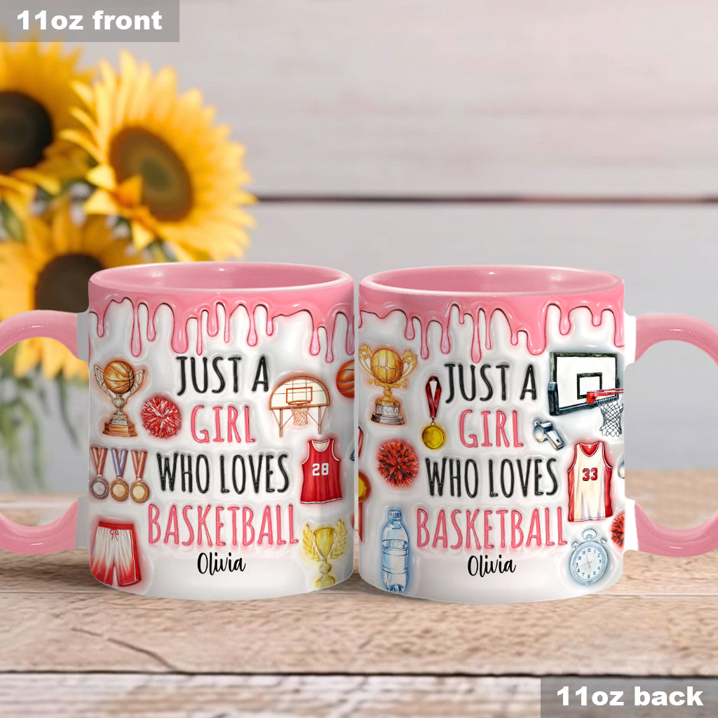 Einfach ein Junge/ein Mädchen, das Basketball liebt – personalisierte Tasse mit Basketballmotiv
