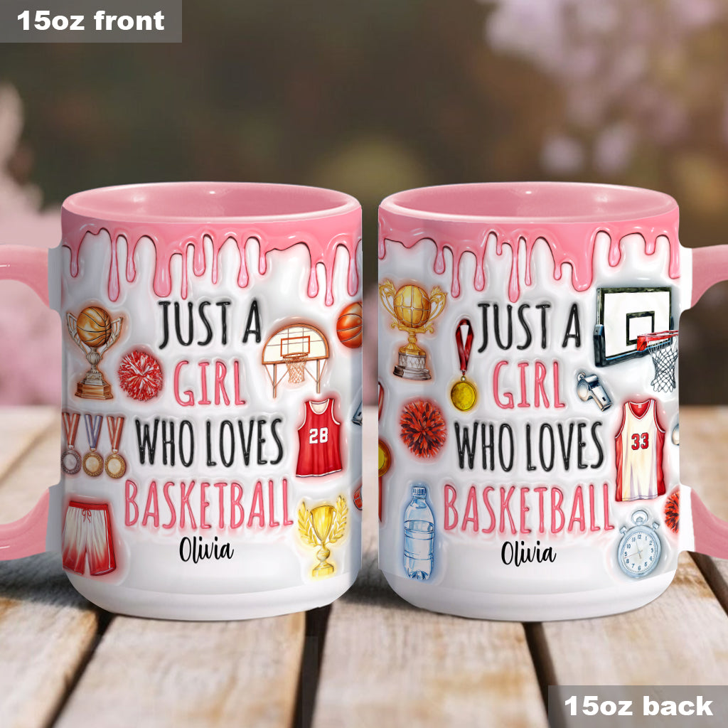 Einfach ein Junge/ein Mädchen, das Basketball liebt – personalisierte Tasse mit Basketballmotiv