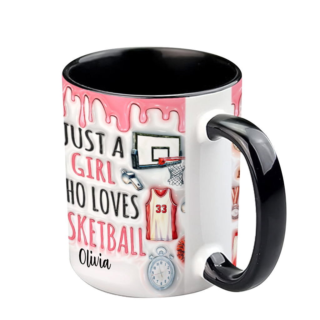 Einfach ein Junge/ein Mädchen, das Basketball liebt – personalisierte Tasse mit Basketballmotiv