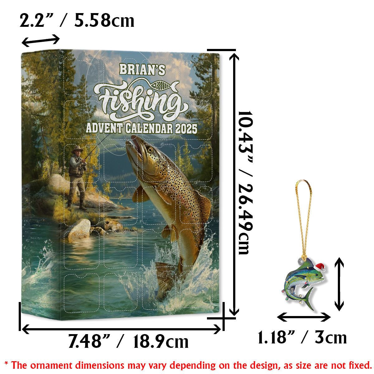 Angel-Adventskalender 2025 - Personalisierter Angel-Adventskalender mit Ornamenten