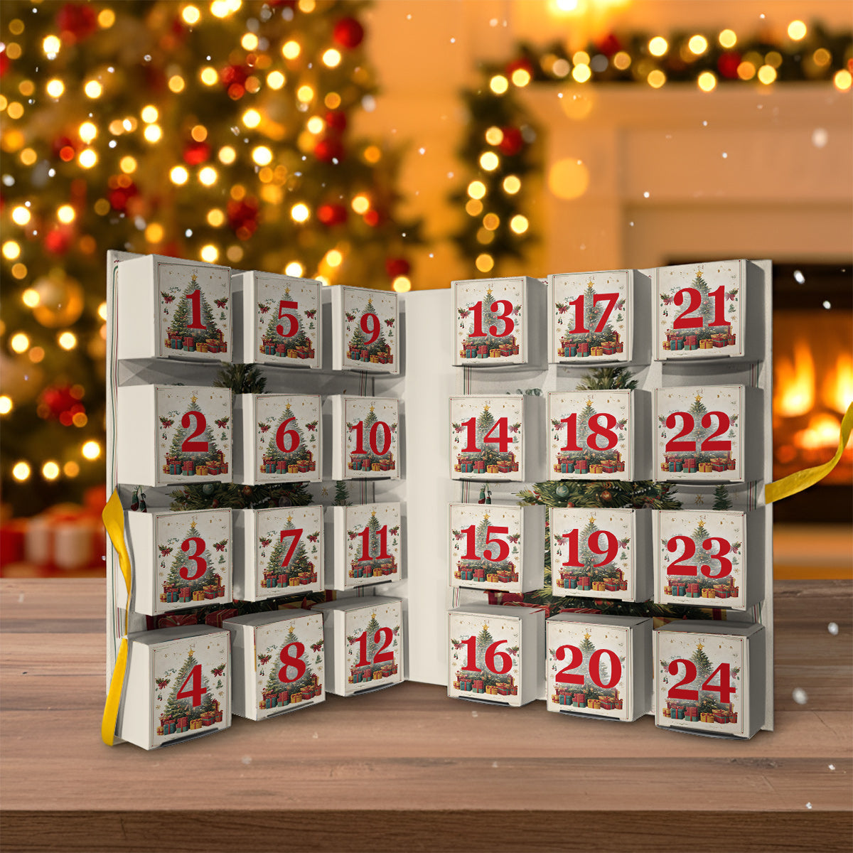 Weihnachtsaktivitäten – Personalisierter Familien-Adventskalender zum Falten mit Ornamenten