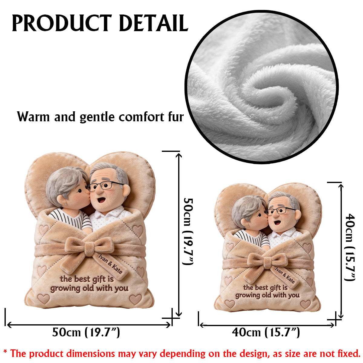 Das schönste Geschenk ist, mit dir alt zu werden – personalisiertes Kissen in Fellform für Paare