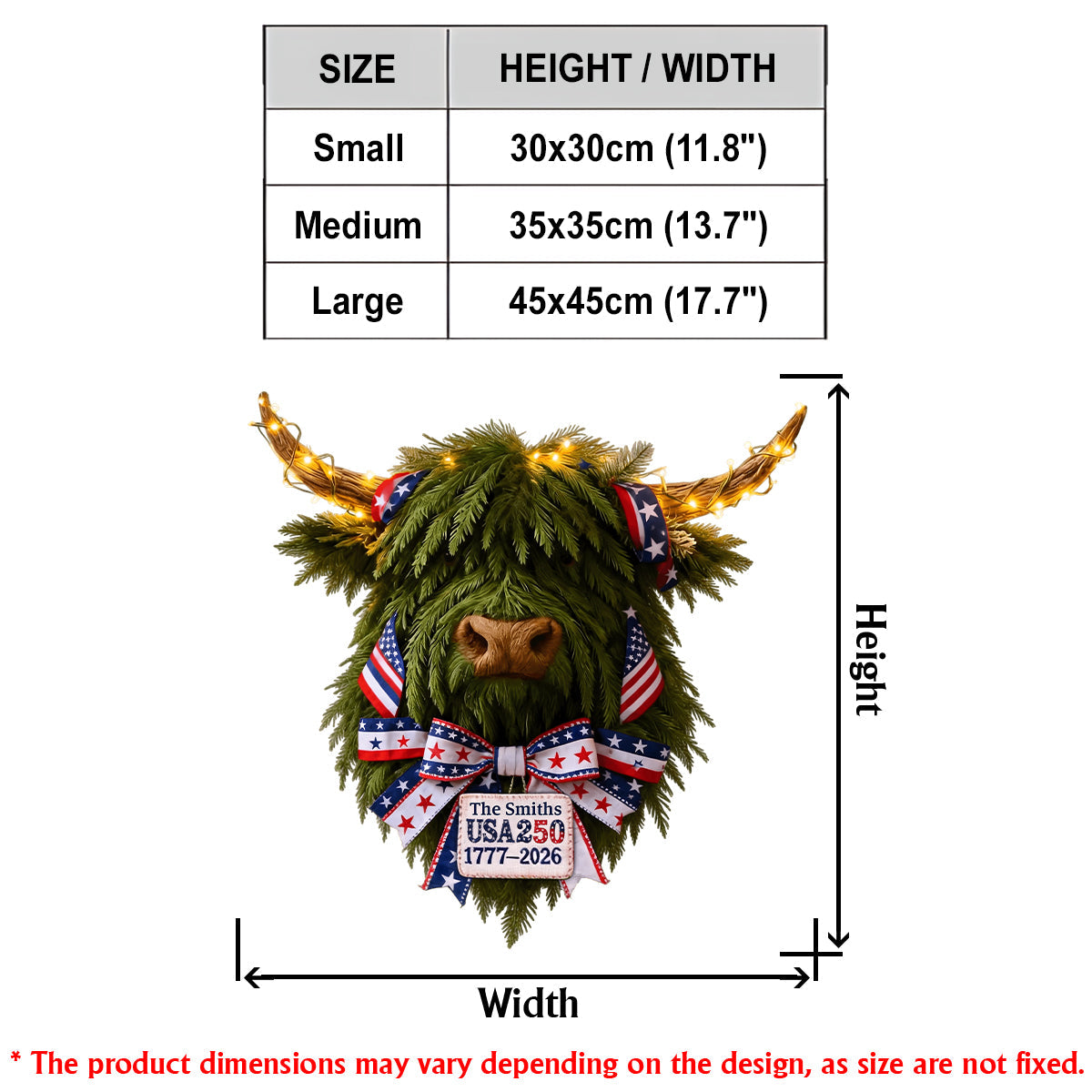 USA 250 Celebration - Personalized Highland Cow LED Light Acrylic Sign