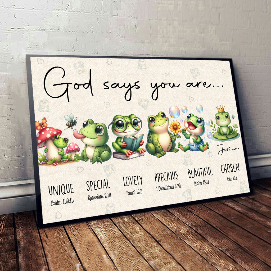 Gott sagt, du bist es – Personalisierte Frosch-Leinwand und Poster