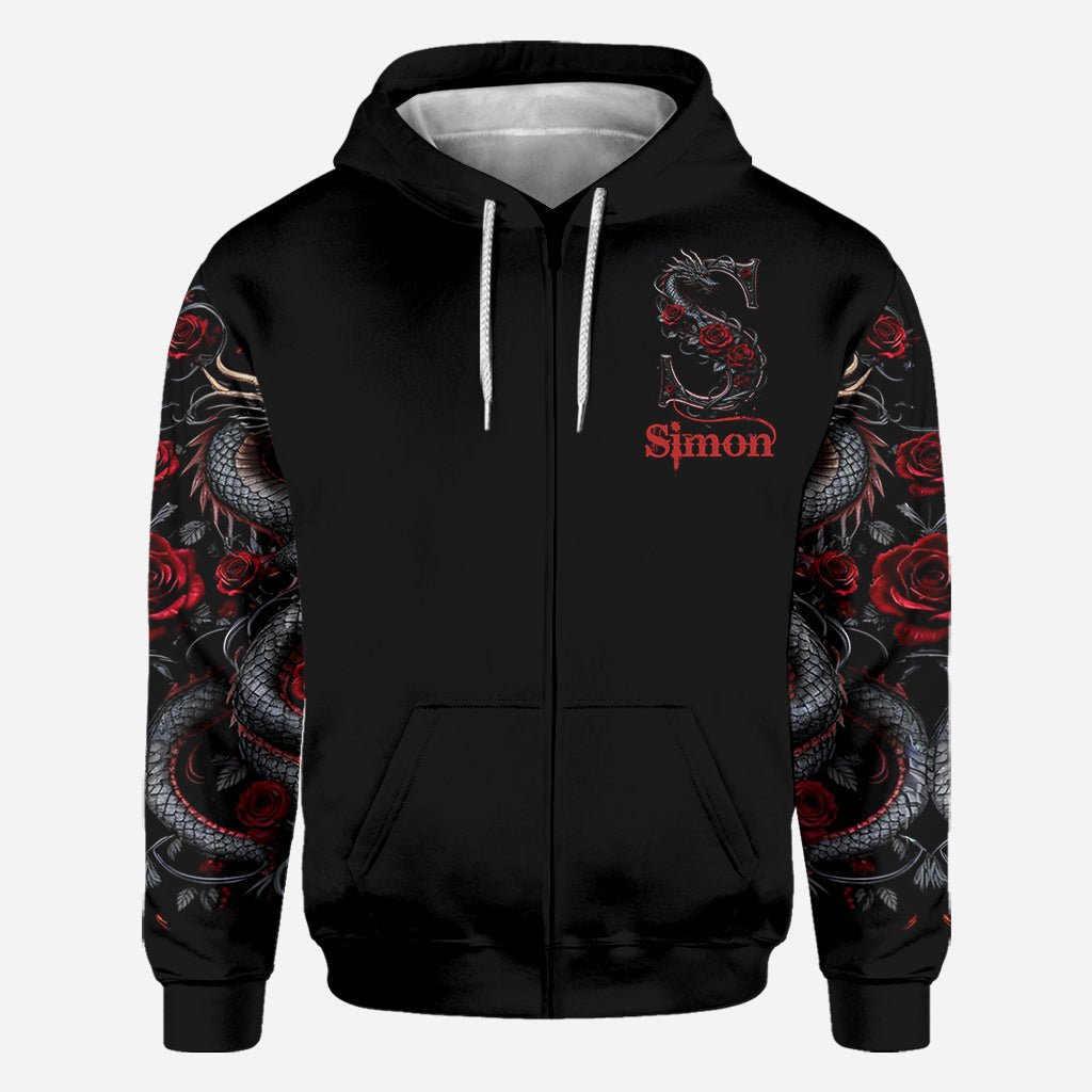 Drachen und Rosen – Personalisiertes T-Shirt mit Drachenmuster