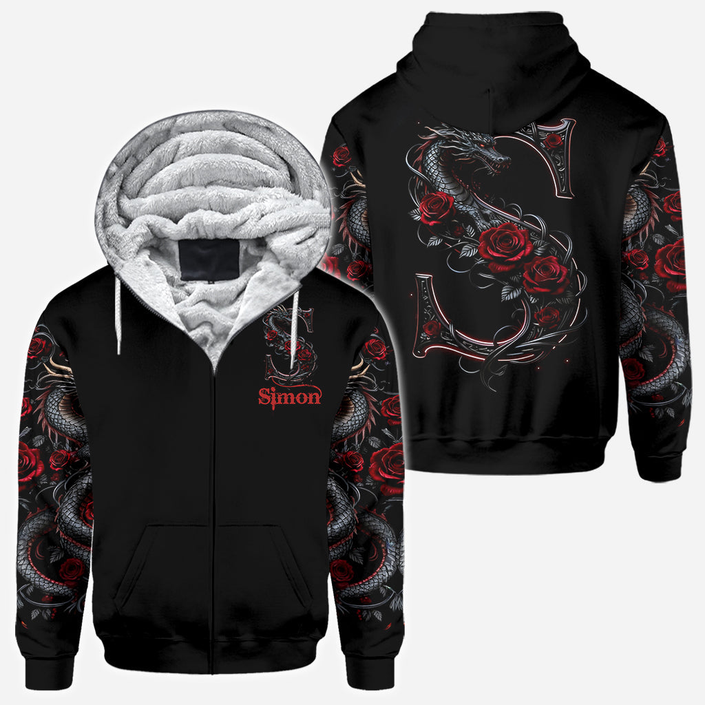 Drachen und Rosen – Personalisiertes T-Shirt mit Drachenmuster