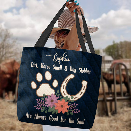 Horse Smell and Dog Slobber - Personalized Horse Tote Bag