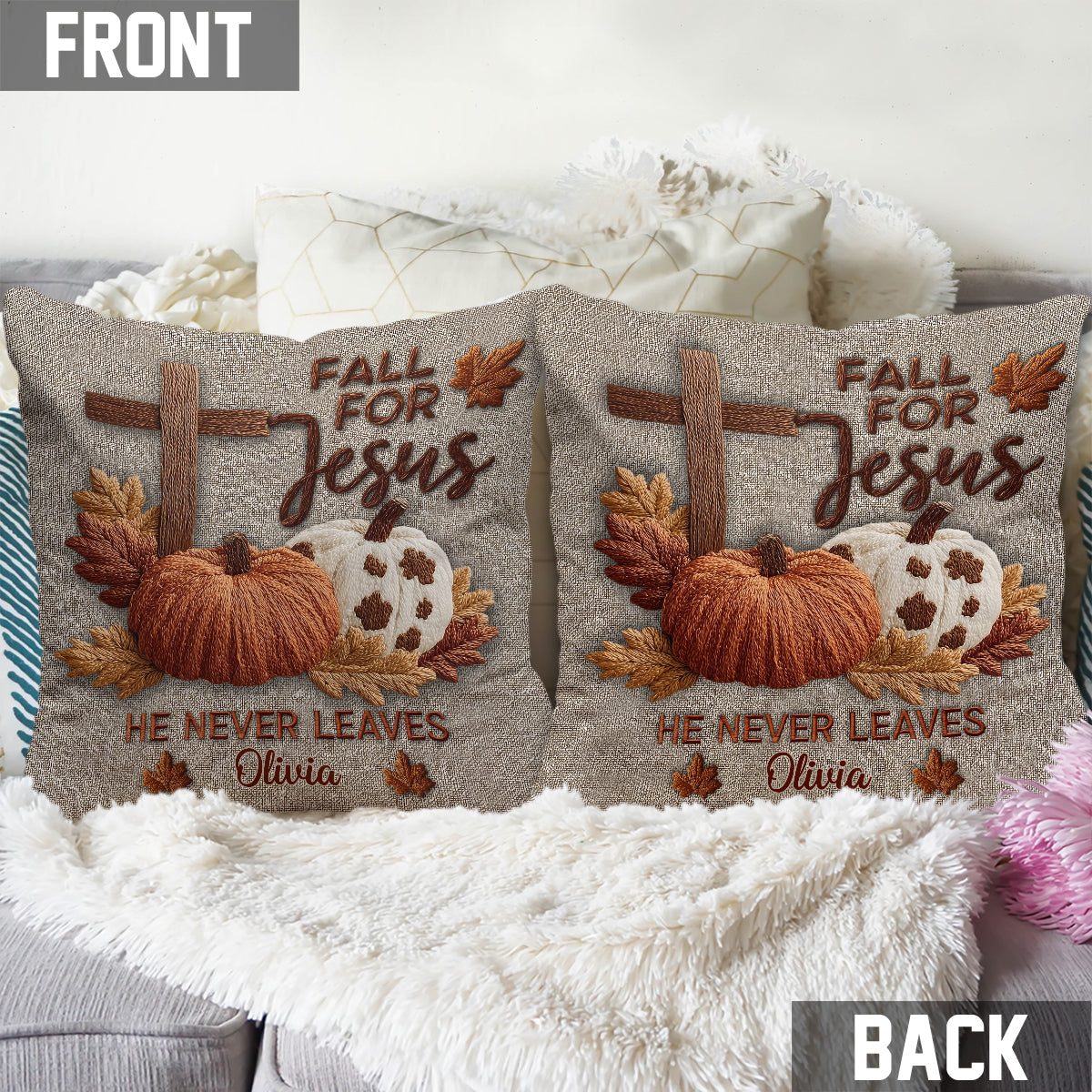 Verliebe dich in Jesus, er verlässt dich nie – Personalisiertes christliches Dekokissen