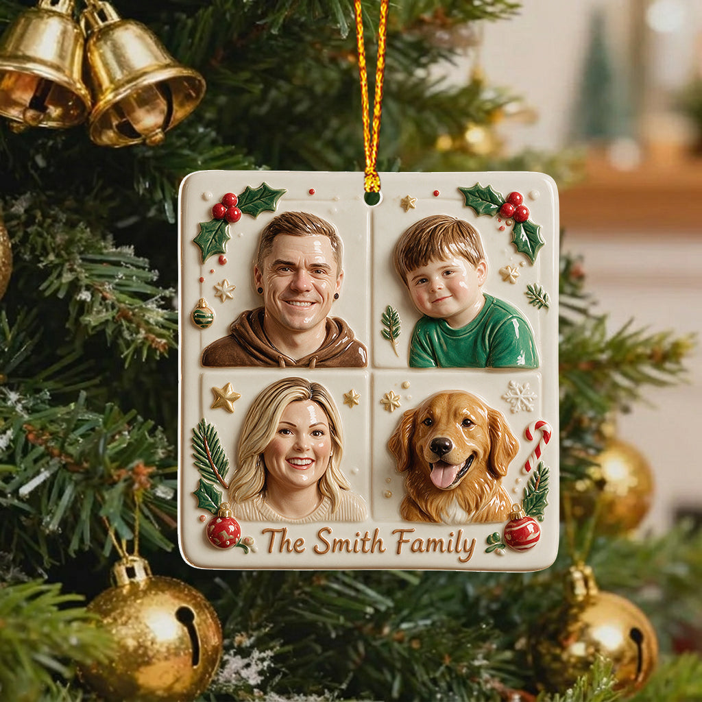 Unser Weihnachten - Personalisierte Familien Premium 3D Ornament