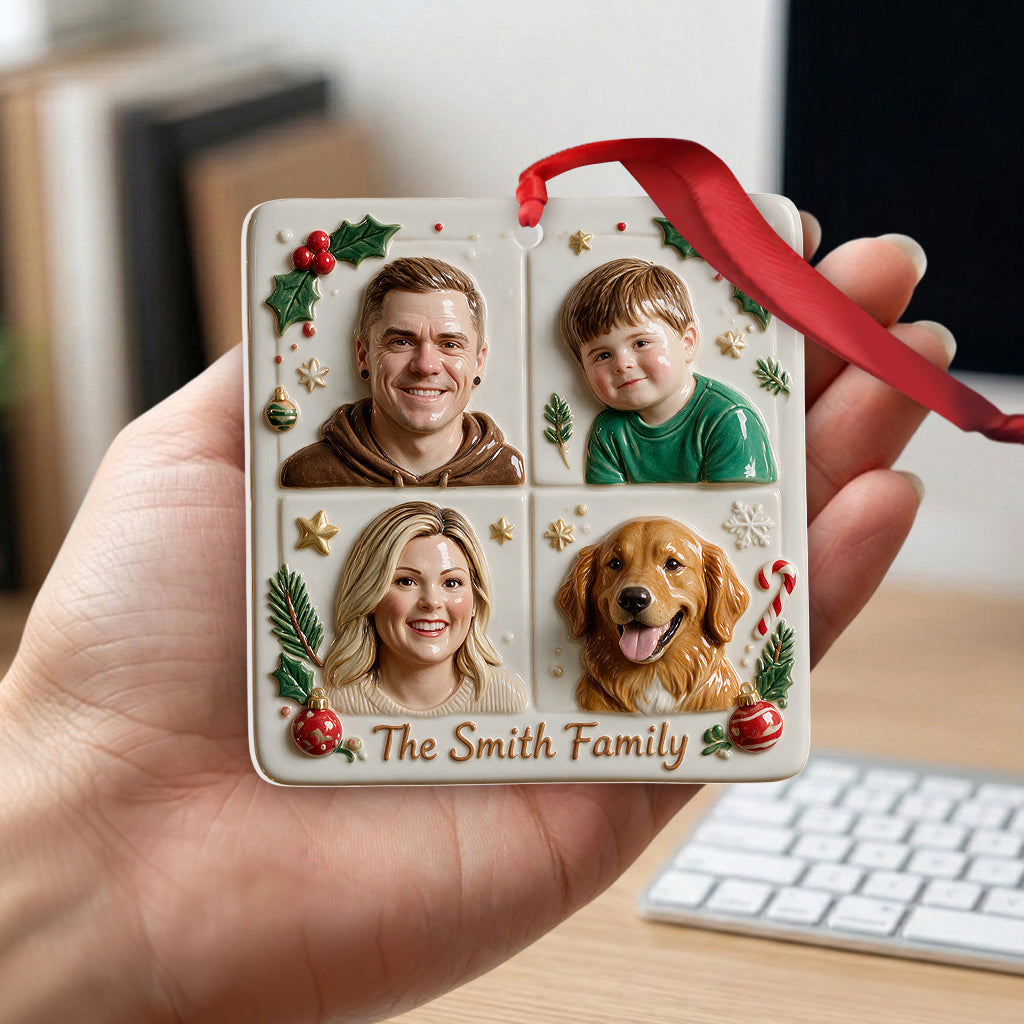 Unser Weihnachten - Personalisierte Familien Premium 3D Ornament