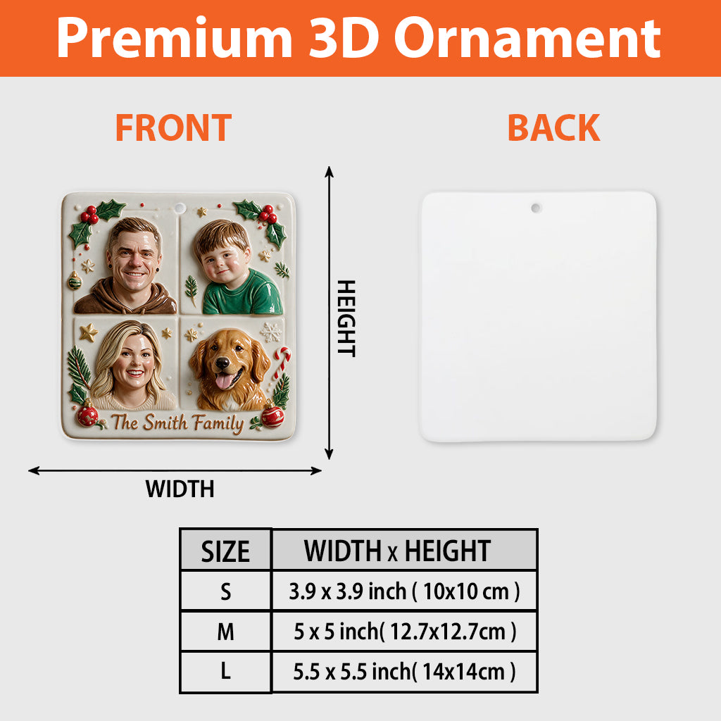 Unser Weihnachten - Personalisierte Familien Premium 3D Ornament