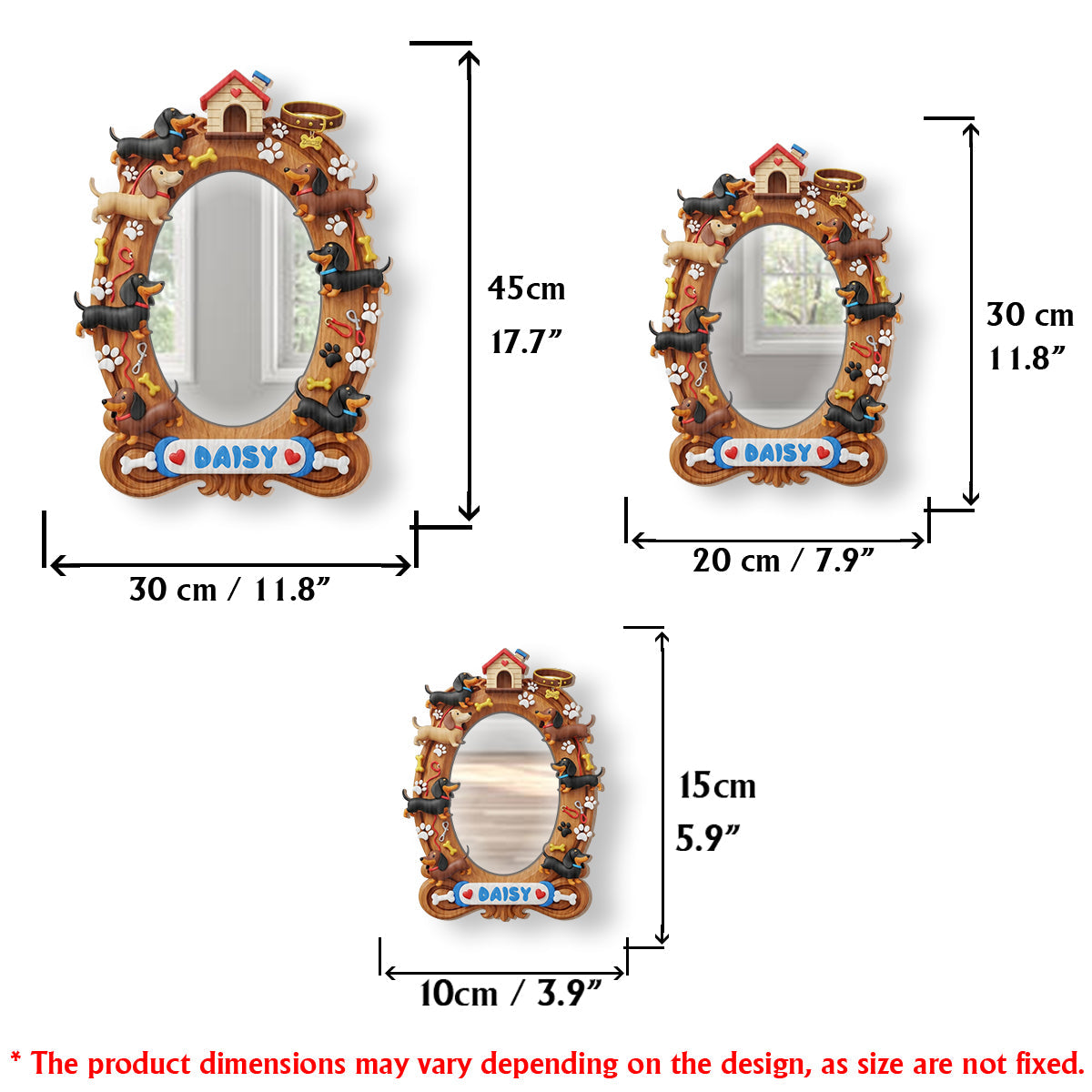 Ich liebe Dackel – Personalisierter Hunde-Wandspiegel
