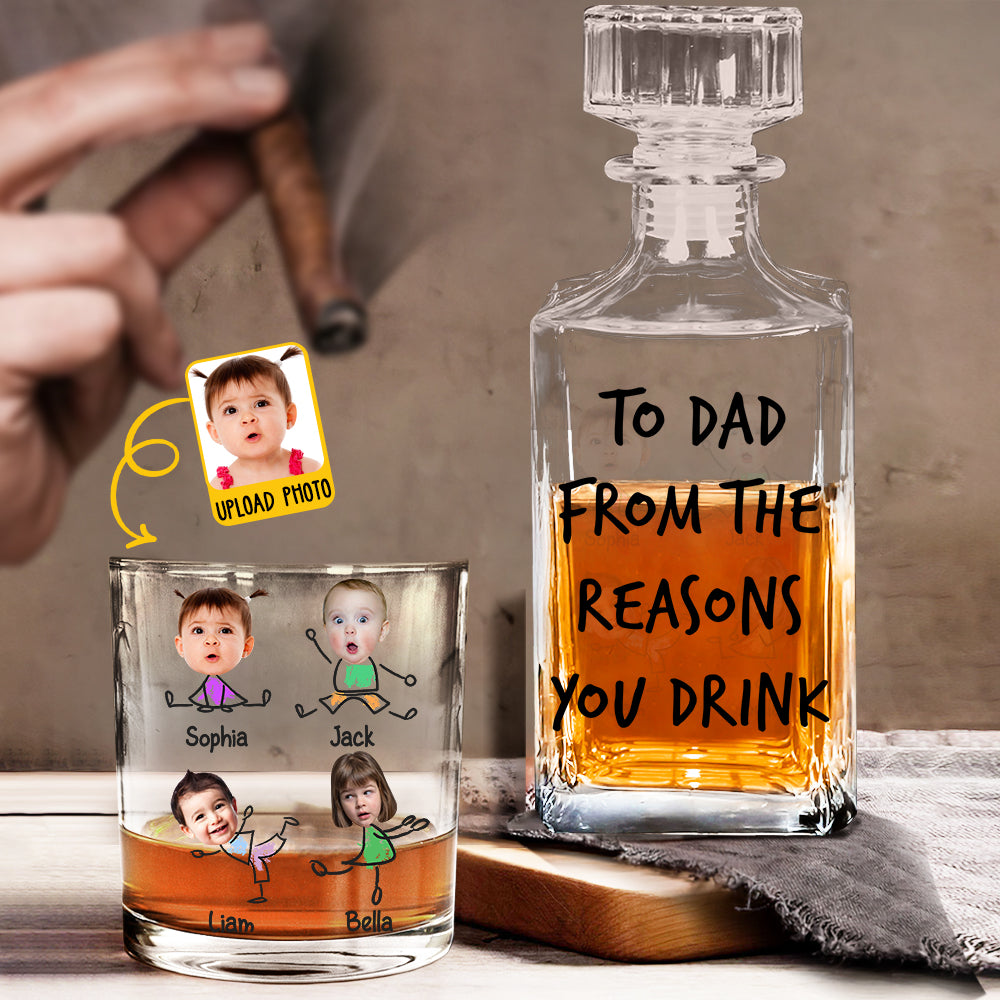 Für Papa von „Reasons To Drink“ – Personalisiertes Whisky-Dekanter-Set für Väter