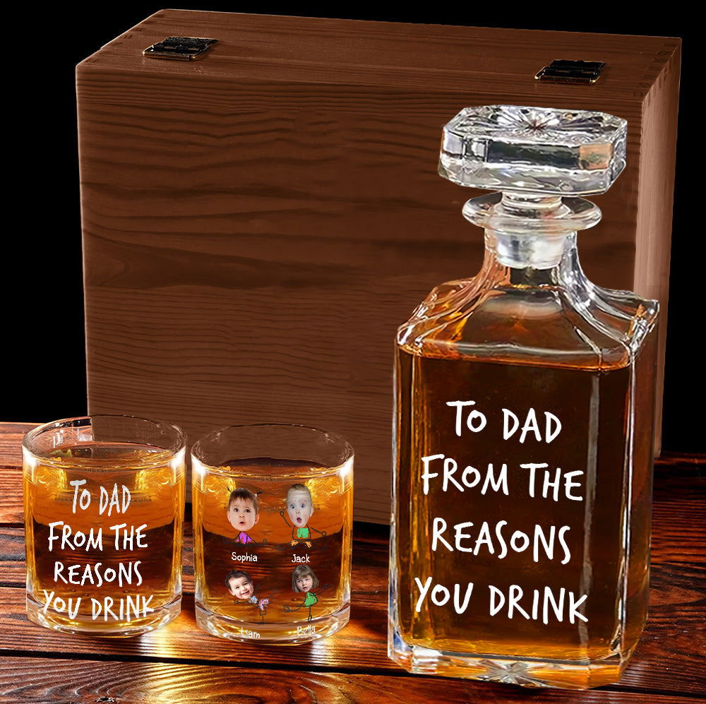 Für Papa von „Reasons To Drink“ – Personalisiertes Whisky-Dekanter-Set für Väter