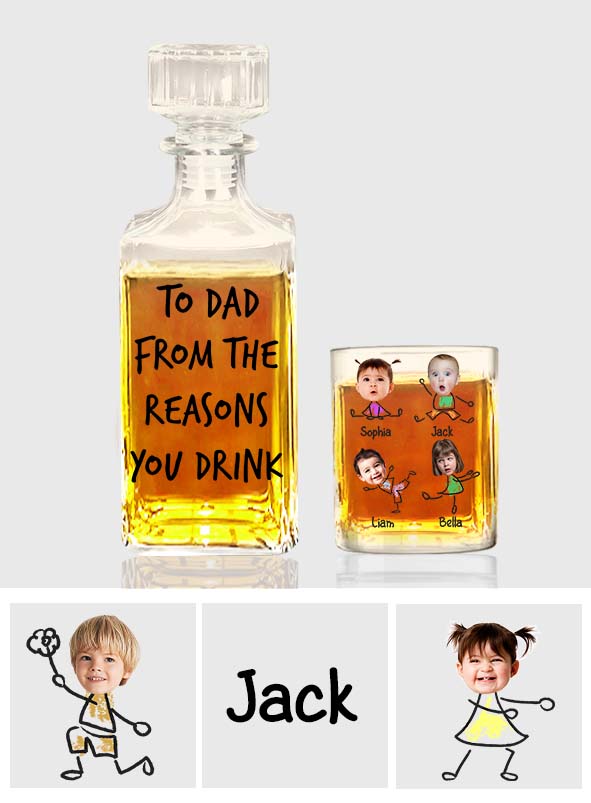 Für Papa von „Reasons To Drink“ – Personalisiertes Whisky-Dekanter-Set für Väter