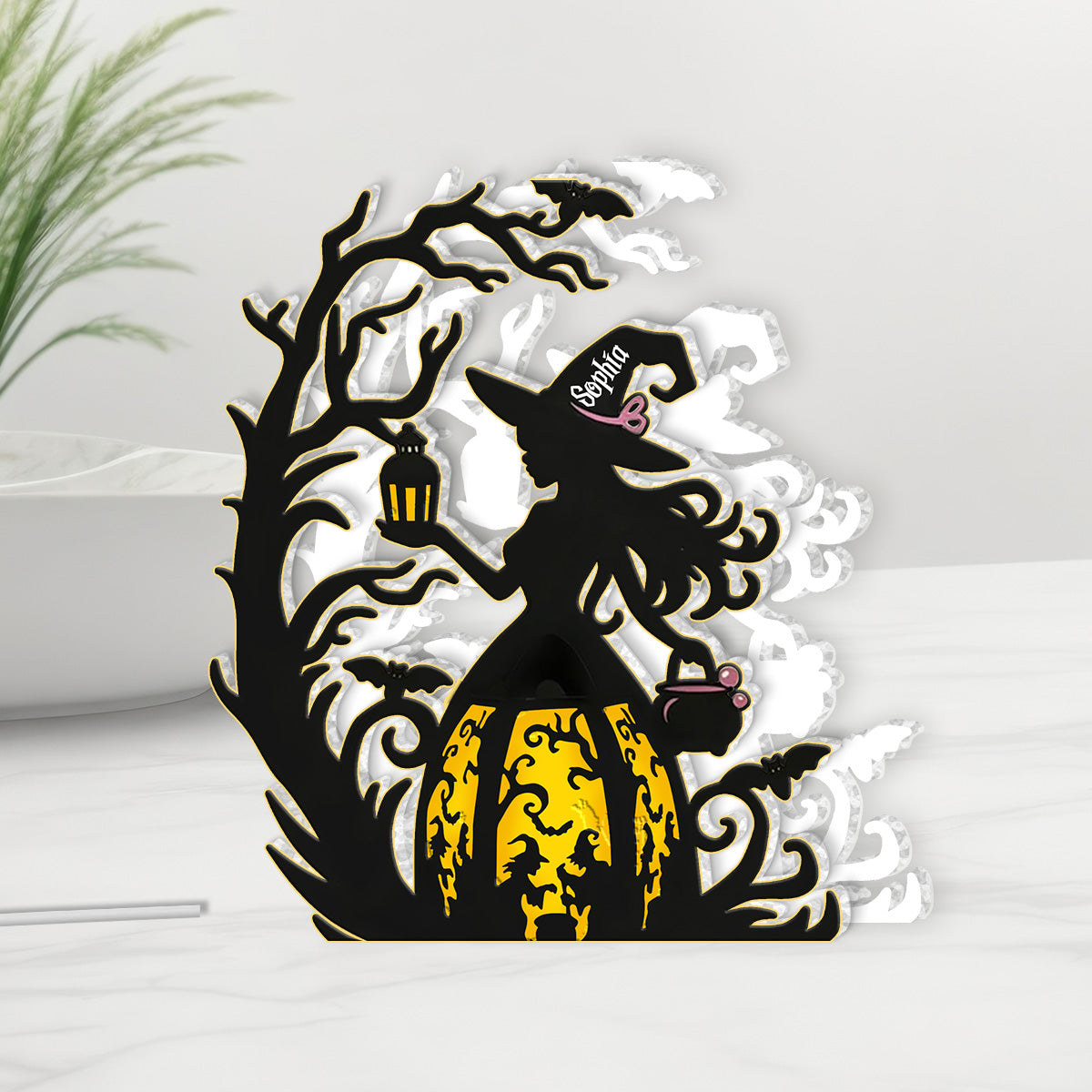 Magische Hexe – Personalisierte Hexen-LED-Nachtleuchte aus Acryl