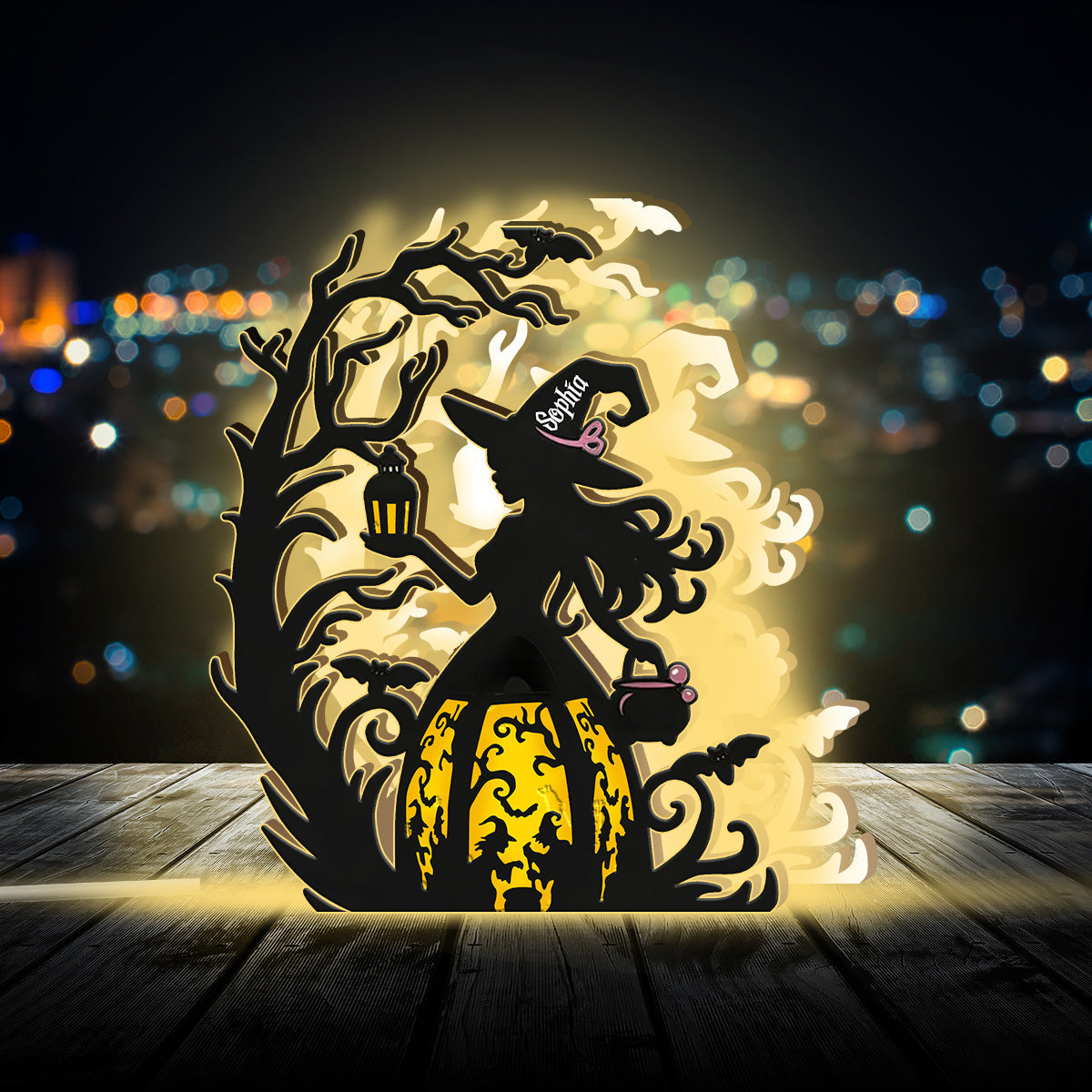 Magische Hexe – Personalisierte Hexen-LED-Nachtleuchte aus Acryl