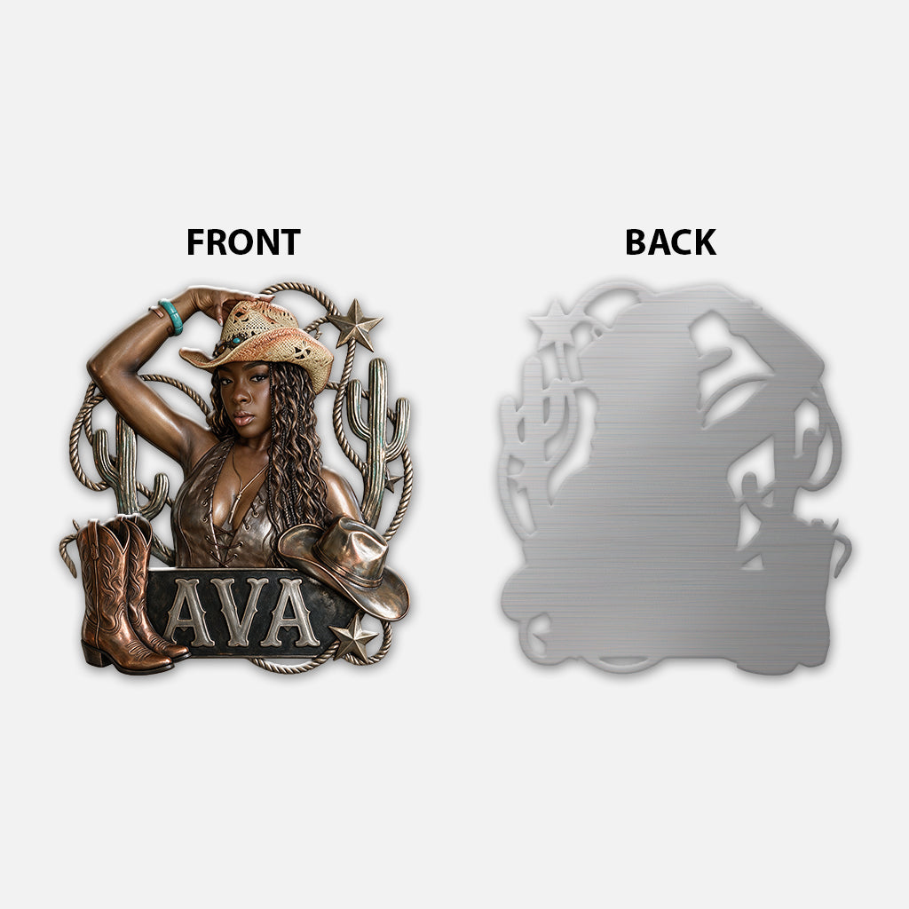 Cowgirl Spirit - Personalized Cowgirl 3D Printed Cut Metal Sign
