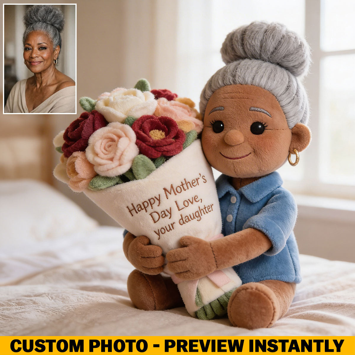 Perfektes Muttertagsgeschenk - Personalisierte Premium Kunstfellkissen
