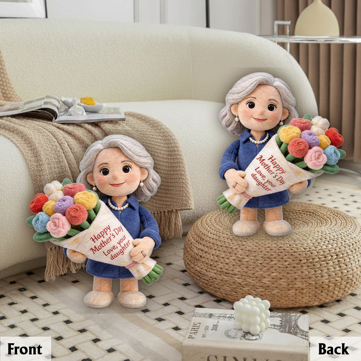 Perfektes Muttertagsgeschenk - Personalisierte Premium Kunstfellkissen